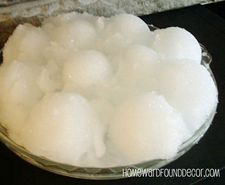 holiday decorating with snowonder, seasonal holiday decor, SnoWonder snowballs nestled in a bowl and displayed on top of oh you ll have to click over to the blog to see THIS one 0