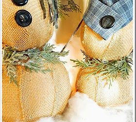 burlap twine snowmen, christmas decorations, crafts, seasonal holiday decor, Instructions on how to attach the burlap and the twine are found on Recaptured charm on the link provided in this post