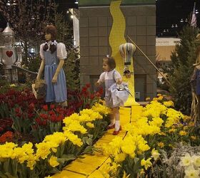 wizard of oz garden with ponds and water features, gardening, outdoor living, ponds water features, Poor Dorothy and the Cowardly Lion were caught in the field of poppies or in this case a field of tulips when poppies aren t available in February in Colorado