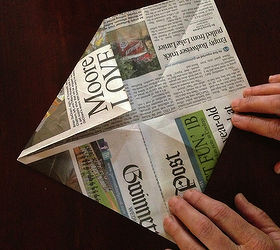 origami paper seedling pots from newspaper, Fold each corner so that the points meet in the center above