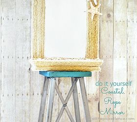 diy coastal rope mirror makeover, crafts, decoupage, All this mirror needed was a little rope and shells to turn it into a true beach beauty