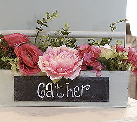 vintage inspired shabby chic tool box with florals and chalkboard, chalkboard paint, crafts, gardening, repurposing upcycling, shabby chic