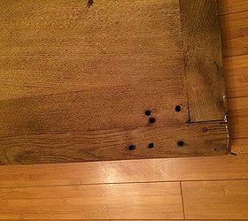 hope for this wooden table, painted furniture, Here are the holes someone drilled through