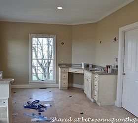 q how would you renovate this bathroom, bathroom ideas, home decor, painting, In Progress picture with Macademia paint color on walls Good idea or mistake in this space