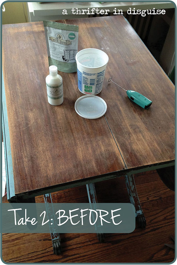 drop leaf table with mmsmp makeover, painted furniture, Before Take 2 This time with bonding agent