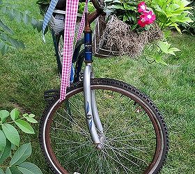 diy project my bicycle planter, gardening, repurposing upcycling, Step 4 Add ribbon streamers to the handle bars