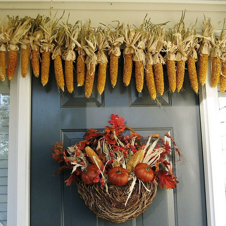 how to make a dried corn garland a fun different and easy way to add some fall to, crafts, home decor, seasonal holiday decor, I have it hanging over my front door to welcome my guests