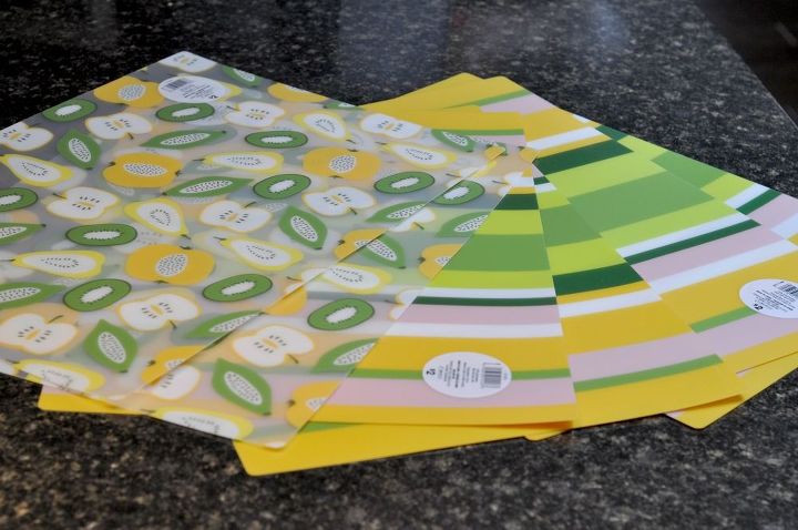 make your own fridge liners, crafts, Gather plastic placemats I used 6 These are easily found at big box stores especially in Spring and Summer months