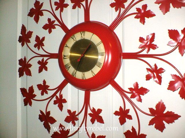 red hot vintage clock makeover, painted furniture, Clock after