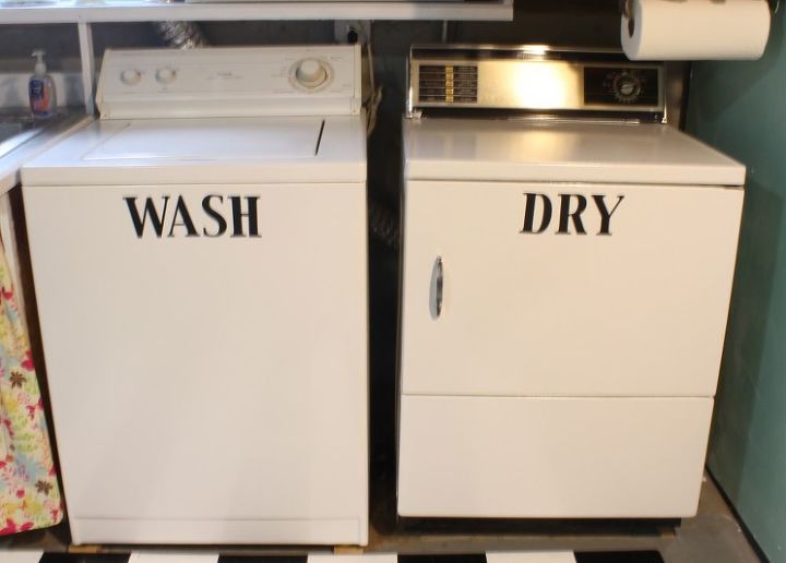 here s an easy way to update your tired and mismatched washer and dryer, home decor, laundry rooms, Don t they look better It was very easy and inexpensive