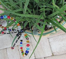 crystal butterfly garden stake, crafts, gardening, Place in planter
