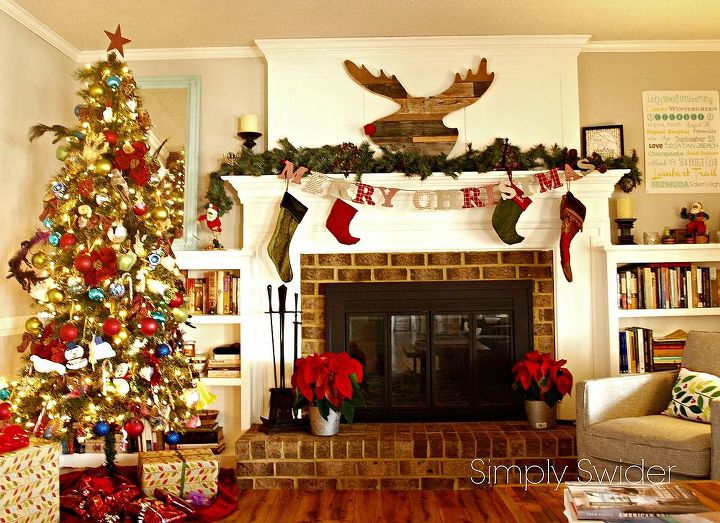 christmas decorating on a budget, christmas decorations, seasonal holiday decor, Rustic Christmas Fireplace Mantle