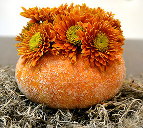 miniature pumpkin vases, container gardening, crafts, decoupage, flowers, gardening, painting, Mini pumpkin vase covered in Epsom salt