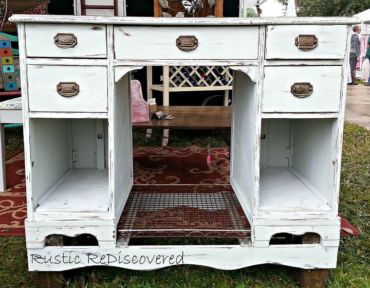 turning a dumpster desk into a kitchen island, diy, kitchen design, kitchen island, painted furniture, repurposing upcycling, rustic furniture, Front Side Of The Island