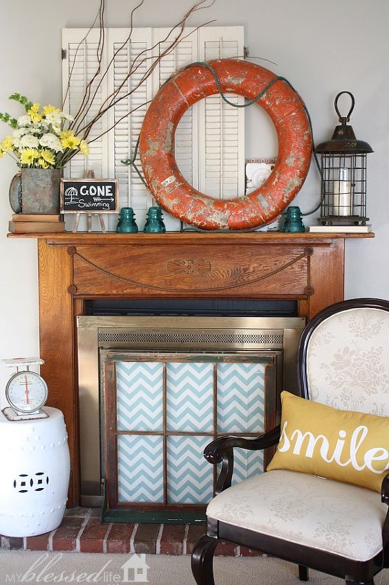 vibrant amp happy summer mantel, home decor, seasonal holiday decor, I m really thrilled with how my Summer mantel came together It s quirky and fun