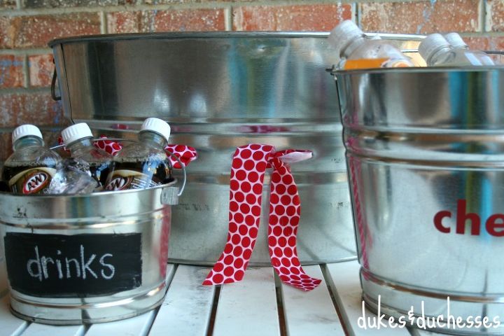 three ways to embellish a drink bucket, chalkboard paint, crafts