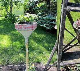 my top five cottage junk garden containers, container gardening, flowers, gardening, Funnels A new favorite of mine