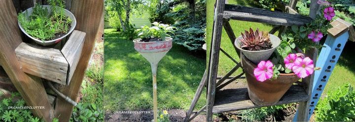 my top five cottage junk garden containers, container gardening, flowers, gardening, Funnels A new favorite of mine