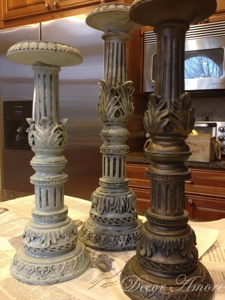 revamping resin candlesticks with chalkpaint, chalk paint, home decor, painting, repurposing upcycling