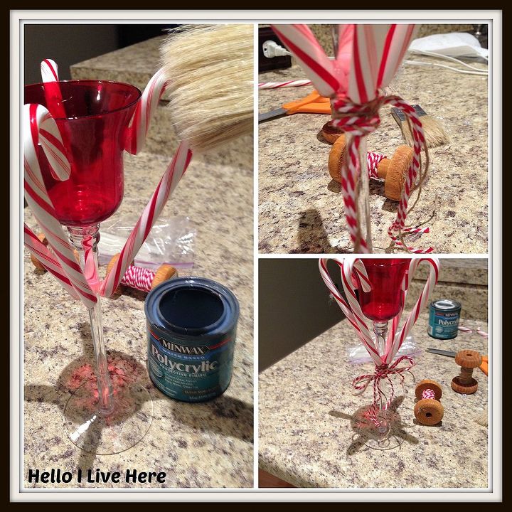 diy candy cane candle, crafts, seasonal holiday decor, Poly to the canes to keep them from getting water on them
