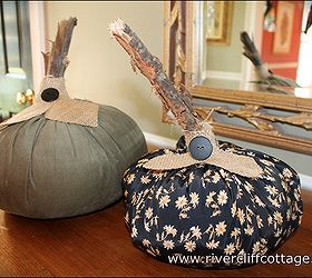 fall fabric pumpkins so easy, crafts, seasonal holiday decor, I like the organic look of these pumpkins in my foyer
