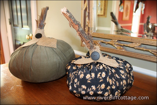 fall fabric pumpkins so easy, crafts, seasonal holiday decor, I like the organic look of these pumpkins in my foyer