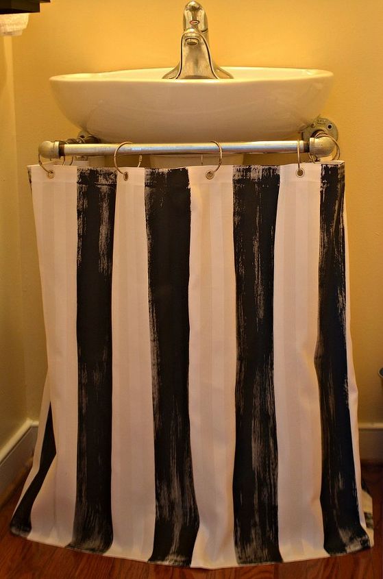 make a pedestal sink skirt rod, bathroom ideas, diy, home decor, how to, Here is a preview of the after