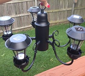 solar chandelier, lighting, outdoor living, repurposing upcycling