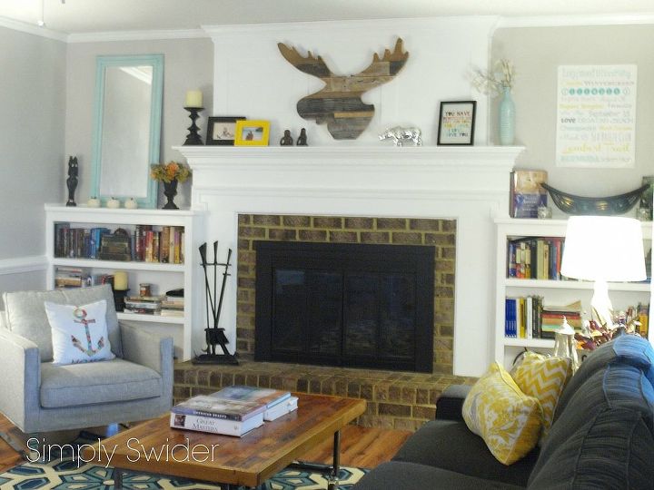 budget fireplace makeover reveal, fireplaces mantels, home decor, living room ideas, painting, Fireplace makeover After