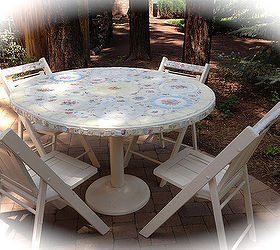 mosaic table and chairs, home decor, painted furniture, tiling, Mosaic Table and Four Chairs