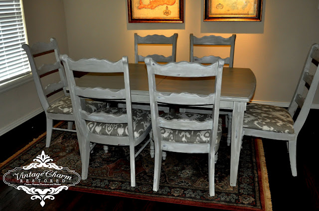 layered french grey s table set redone or as i like to say charmed, home decor, living room ideas, painted furniture, La Craie by Maison Blanche Paint in Silver Mink Hurricane Franciscan Grey clear wax and wipe on poly