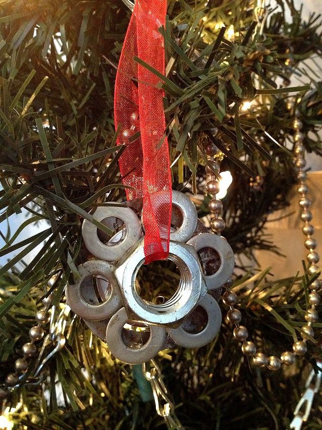 the man tree, christmas decorations, seasonal holiday decor, Washer nut snowflake ornament