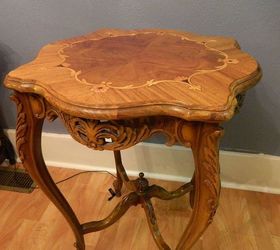 refinished 1 of 2 inlaid pieces, painted furniture, Stripped stained and finished with poly