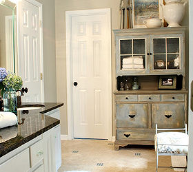 master bathroom up do, bathroom ideas, Love having the hutch that I painted in the bathroom for extra storage