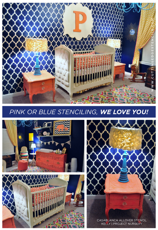 pink or blue stenciling we love you, bedroom ideas, painting