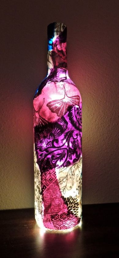 amazing ways to repurpose old items, repurposing upcycling, Decoupaged Wine Bottle Lamp