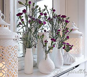 mid winter mantel decoration, crafts, flowers, seasonal holiday decor, Colorful flowers and white vases bring light and liveliness to your winter decor