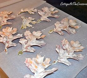 how to make plaster leaves, crafts, seasonal holiday decor, thanksgiving decorations, plastered leaves drying