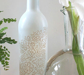 recycle a wine bottle into a pretty vase, crafts, repurposing upcycling, Spray painting a wine bottle gives it a totally different look