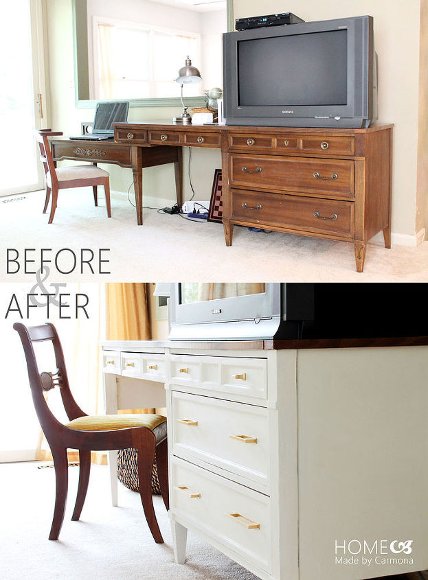 dressing table turned tv console, chalk paint, painted furniture