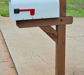 mailbox re do, curb appeal, painting, primed and painted the mailbox and flag pieces and sanded and stained the post