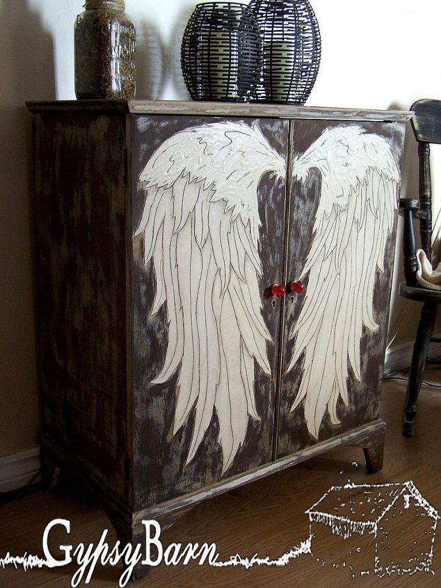 secrets revealed the angel wing cubby creation by gypsy barn, organizing, painted furniture, Voila Red Glass knobs that I created myself Oh yes ineedy How Come see Facebook or the full blog