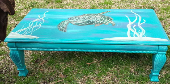 painted turtle coffee table, chalk paint, painted furniture