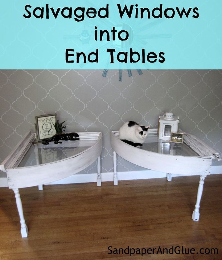 salvaged windows into end tables, diy, home decor, painted furniture, repurposing upcycling, windows