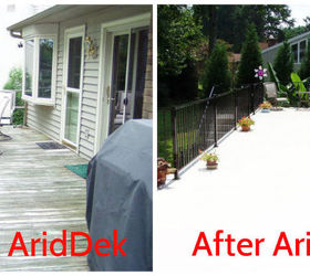 before and after ariddek aluminum decking, decks, patio, AridDek Aluminum Decking Left before AridDek Right after AridDek