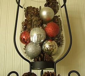 ornaments under glass, christmas decorations, seasonal holiday decor, For a country feel try placing pine cones twigs or greenery