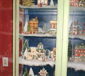 christmas village display cabinet, kitchen cabinets, seasonal holiday d cor, Christmas Village Display Cabinet
