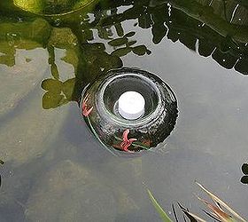 you guy s are never gonna believe what i did with a tequila bottle lol, gardening, ponds water features, repurposing upcycling, Makes a Great Pond Lite