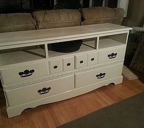 dresser turned entertainment center, painted furniture, repurposing upcycling