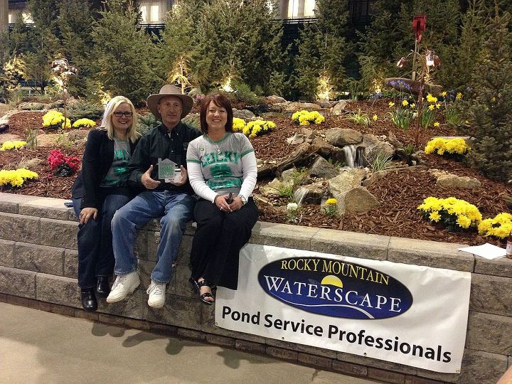 rocky mountain waterscapes award winning garden at the 2013 denver home show, gardening, outdoor living, ponds water features, Mark Russo of Rocky Mountain WaterScape accepting the Best Landscape award from the show